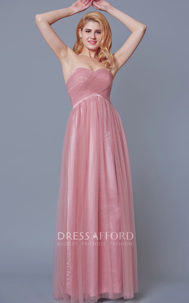 Charming Sleeveless A-line Tule Gown With Ruching - Dress Afford