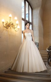 Royal Strapless Lace and Organza Wedding Ball Gown