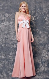 Sexy Neckline Backless Ruched A-line Long Satin Dress