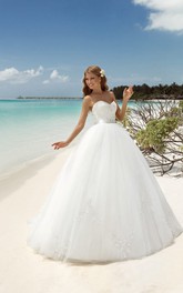 Sweetheart Rhinestone Tulle Appliques Ball-Gown Princess Lace-Up Dress