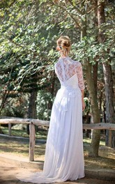 White Sleeves Chiffon Long Bohemian Lace Gown