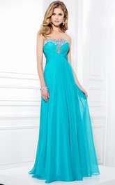 Strapless Beaded Floor-length Dress With Ruching