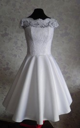 Cap-Sleeve Wedding Vintage 1950S Satin Gown