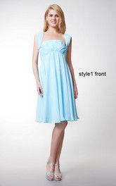 Chiffon Convertible Strapped Pleated Sleeveless Gown