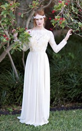 Romantic Long A-Line Wedding Dress With Lace Bodice on Tulle