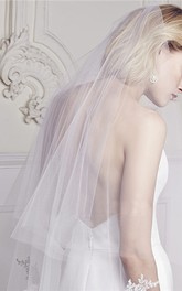 Simple Style Tulle Wedding Veil with Lace Appliques