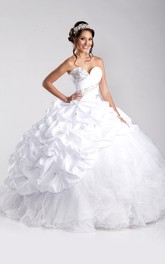 Tulle-And-Taffeta Lace-Up Back Pick-Ups Ball Gown