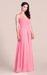 Sweetheart Criss cross Ruched Chiffon Dress With Backless design