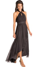 Chiffon High-low Dress With Ruching And Draping