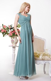 Illusion Cap Sleeves With Lace Chiffon A-line Gown