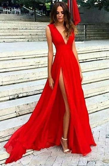 sexy red prom dress