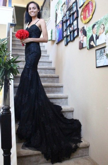 black wedding dress simple