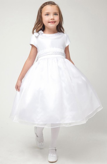 white flower girl dresses with sleeves