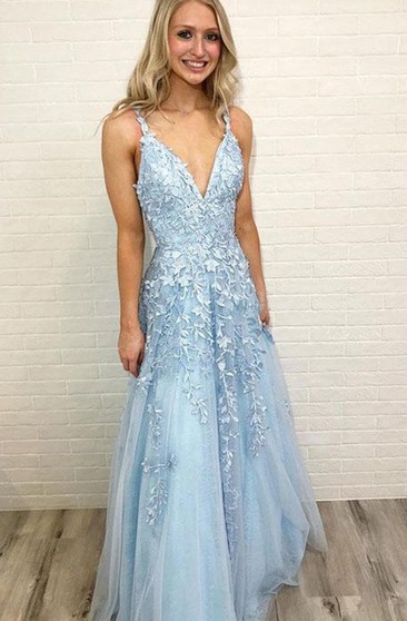 light blue full length dress