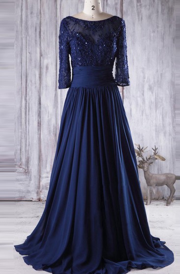 midnight blue long sleeve dress