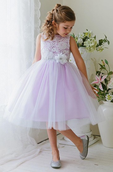 lace and chiffon flower girl dress