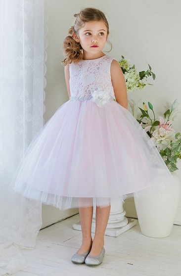 lace and chiffon flower girl dress