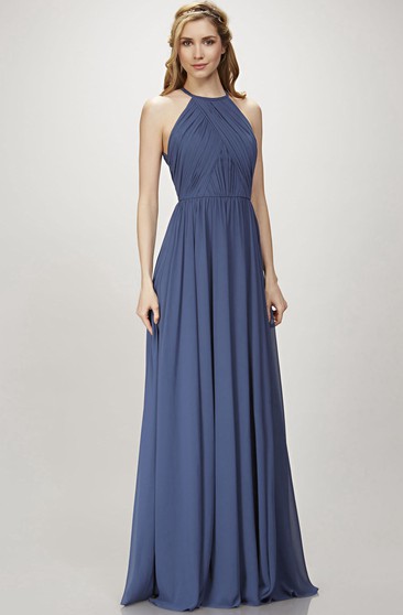 dusty blue maid of honor dress