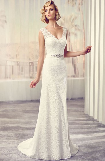 simple lace wedding dress no train