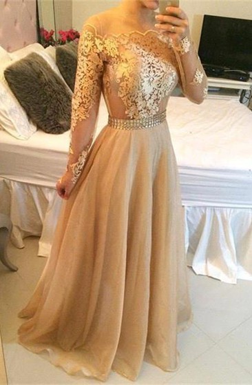 champagne long formal dress