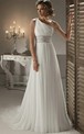 Chiffon Jeweled Waistband One-Shoulder Modern Gown