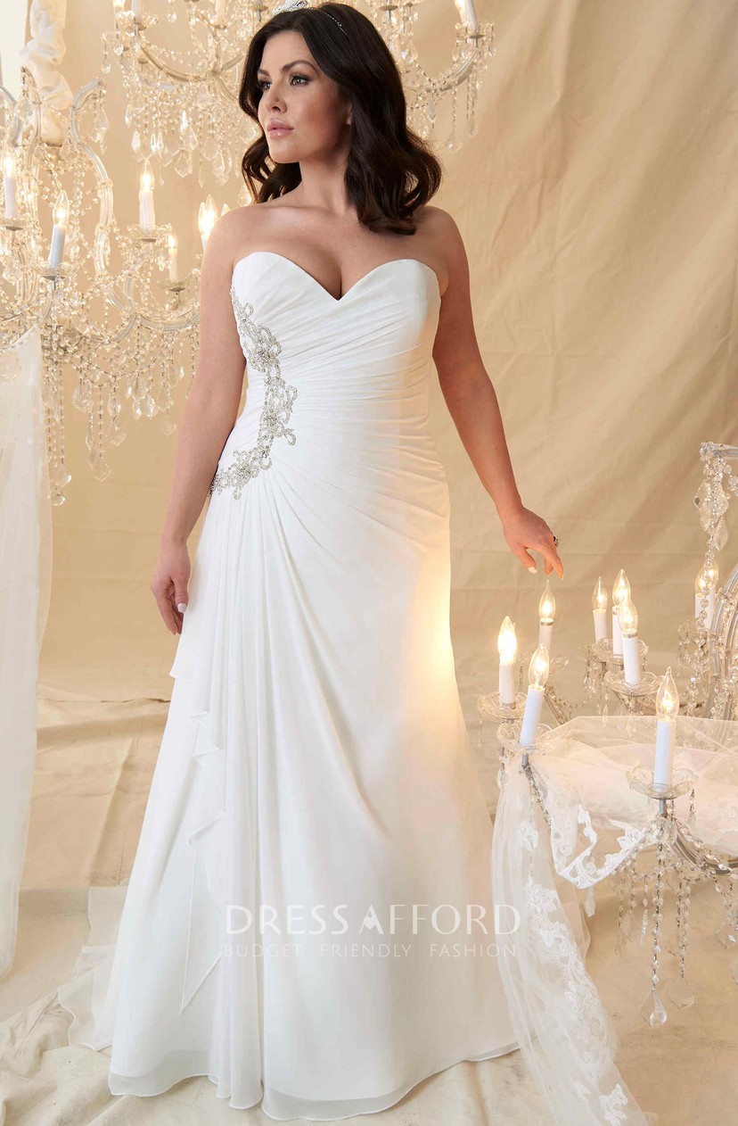 side ruched wedding dress