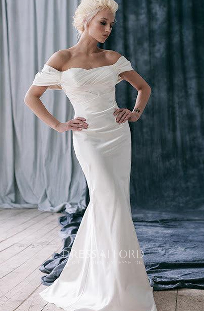 satin ruffle wedding dress