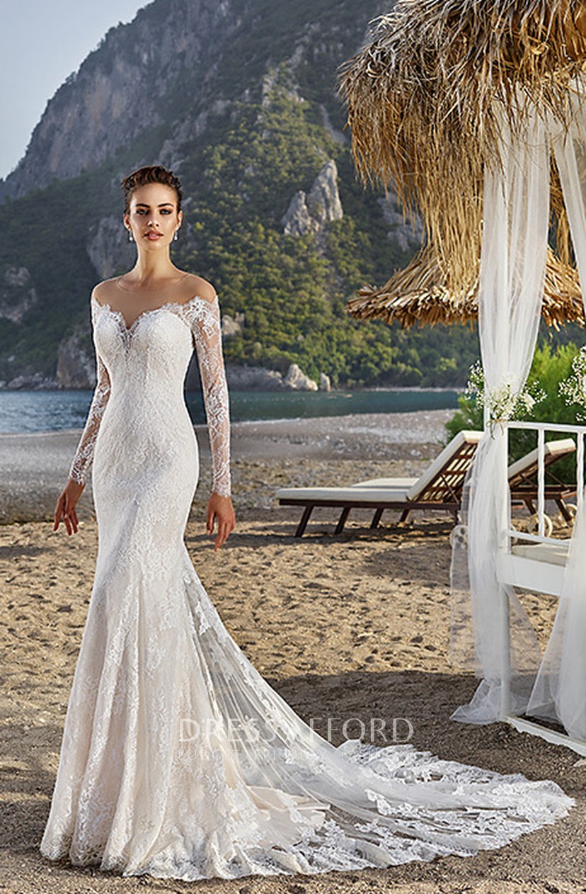 lace sleeve mermaid wedding dress